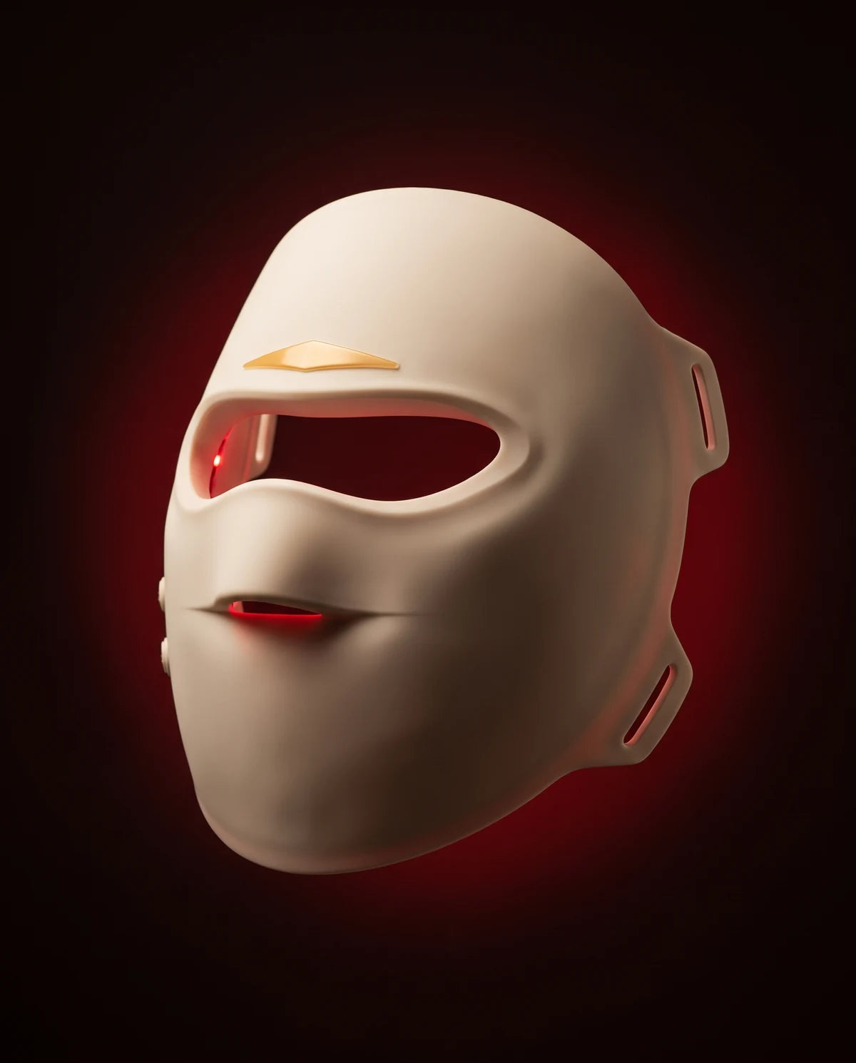 The Sorisse Mask glowing red in the dark